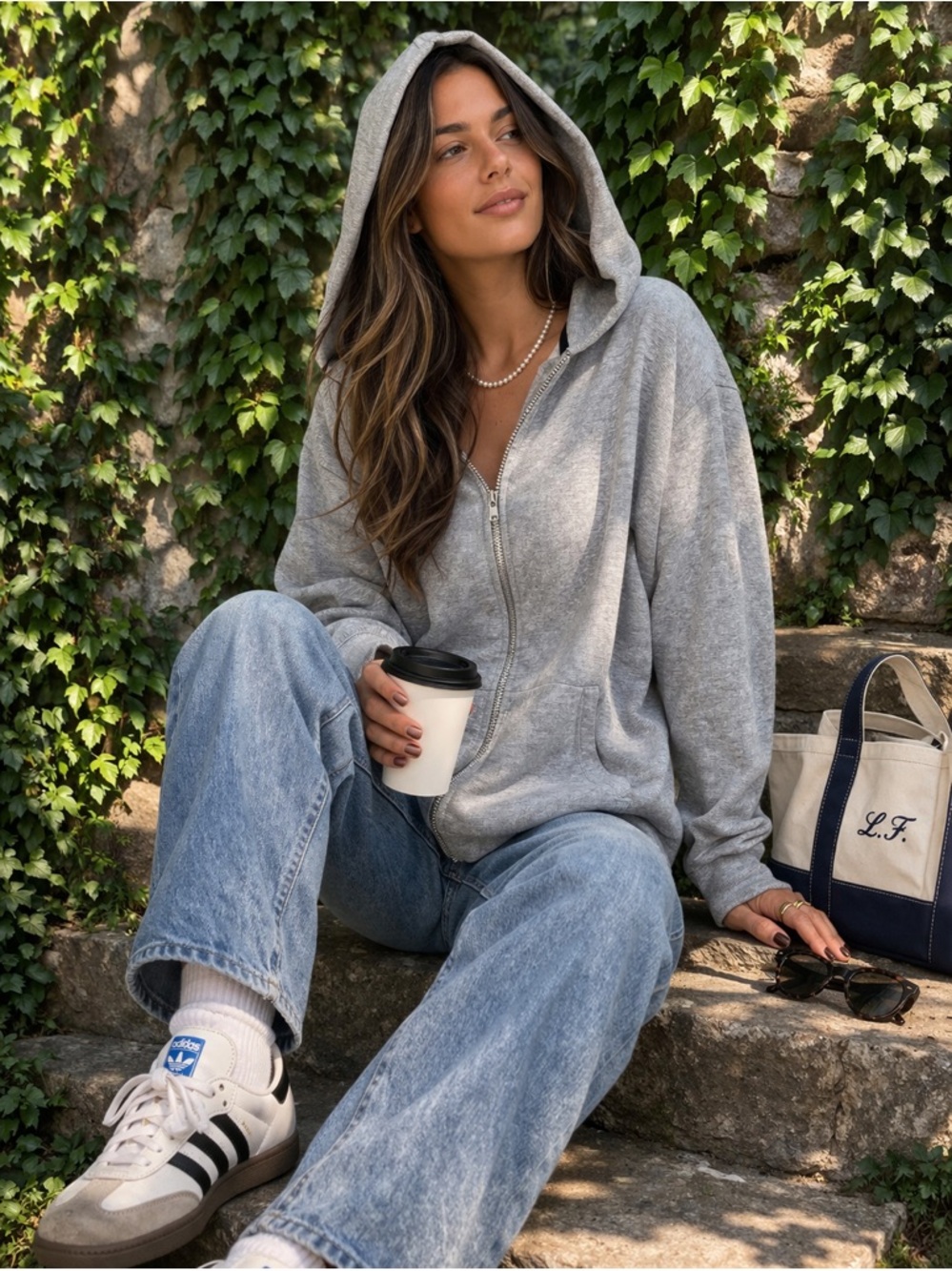 THEORY Gray Athleisure Minimalist Luxury Zip Front Hoodie, XL